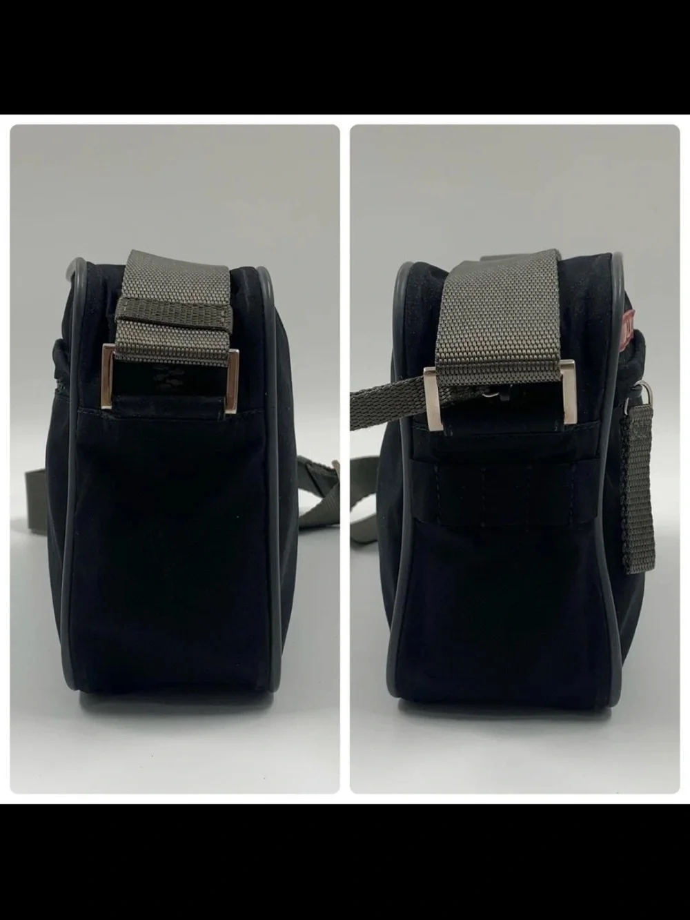 Prada Black Nylon Messenger Bag with Olive Strap